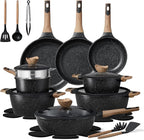 CAROTE 26PCS Pots and Pans Set Non Stick, Cookware Set Pots and Pans Induction Cook Ware, Nonstick Kitchen Cooking, PFOA Free, Black