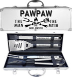 Paw Paw Gifts, Christmas Pawpaw Gifts for Grandpa from Grandkids Heavy Duty Grilling Accessories Kit for Backyard BBQ, Thick Stainless Steel Grill Utensils with Non-Slip Handle Tool for Man
