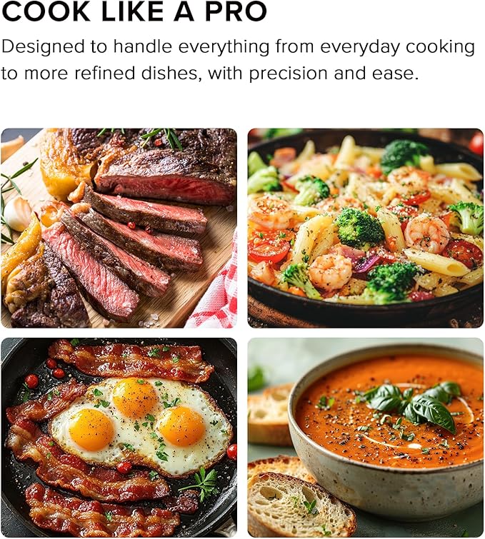 Nuwave PIC Double Portable Induction Cooktop, 900W/1500W/1800W Options, Two 8” Heating Zones, 106 Precise Temperatures from 50°F–575°F in 5°F Increments, Shatter-Resistant Ceramic Glass