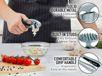 Zulay Kitchen Premium Garlic Press Set - Rust Proof Professional Garlic Mincer Tool - Easy-Squeeze, Easy-Clean with Soft, Ergonomic Handle - Silicone Garlic Peeler & Brush (Slate)