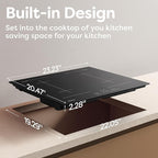 CDV 7200W Built-in Induction Cooktop 4 Burners, 24 Inch Electric Cooktop with Bridge Function Power Booster 9 Power Levels Touch Control Timer Child Lock