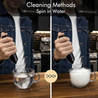Rechargeable Milk Frother Handheld, 2-IN-1 Dual Spring Whisk Electric Frother Wand for Cappuccino Latte Macchiato, Portable Drink Mixer for Coffee, Matcha, Hot Chocolate