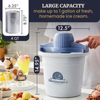 Elite Gourmet 4Qt Electric Ice Cream Maker EIM350X Delicious Homemade Ice Cream, Gelato, Sorbet, Frozen Yogurt, 4Qt Aluminum Freezing Cannister, Durable Plastic Ice Bucket, Powerful 50W, Periwinkle