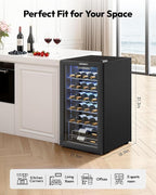 EUHOMY 25 bottle Wine Cooler Refrigerator, Freestanding Compressor Wine Fridge with Adjustable Temperature and Digital Control, Mini Fridge with Glass Door for Red White Wine, Beer, Black