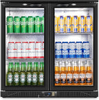 Beverage Refrigerator Drink Fridge, Back Bar Beer Fridge With 2 Glass Door, 35.5 In Height Beverage Cooler, Under Counter Refrigerator, Drink Cooler Undercounter Refrigerators, Outdoor Fridge