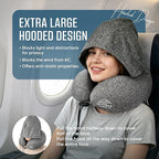 Travel Pillow with Extra Large Hood for Airplane Long Flights Privacy and Comfort Memory Foam with Skin-Friendly Cover for Road Trip Head&Neck Support for Plane Office Cars Sleeping & Rest (Grey)