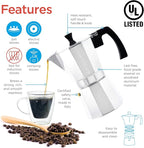 GROSCHE Milano Moka Pot | 6 Espresso Cup - 9.3 oz | Stovetop Espresso Percolator & Coffee Maker – Portable, Ideal for Home and Camping