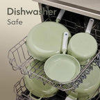 CAROTE Pots and Pans Set Nonstick, Ceramic Cookware Set, Green Cooking Set Kitchen Induction Set with Steamer, PFAS PTFE Free,9 Piece