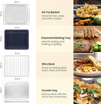 VAL CUCINA Retro Style Infrared Heating Air Fryer Toaster Oven, Extra Large Countertop Convection Oven 10-in-1 Combo, 6-Slice Toast, Enamel Baking Pan Easy Clean with Recipe Book, Almond Yellow Color