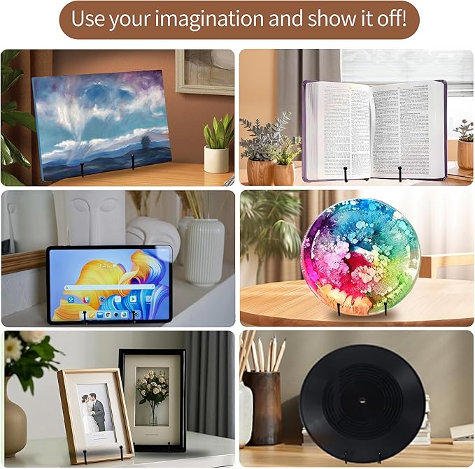 3 Pack 6" Metal Square Plate Stands for Display,Plate Holders Display Stands Can Be Used for Picture Stands,Book Stands for Display,Plate Display Stands,Easel,Photo Frame Stands,Plaque Stands,Desktop Stand.