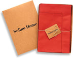 Solino Home Cotton Linen Napkins Set of 4 - Hemstitch Poppy Red Dinner Napkins Cloth 20 x 20 Inch for Valentines, New Year - Handcrafted and Machine Washable