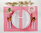 Solino Home Linen Napkins Set of 4-100% Pure Linen Pink Carnation Dinner Napkins Cloth 20 x 20 Inch for Valentines - Fete, Handcrafted and Machine Washable