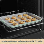 Pyrex (8-Piece) Metal Bakeware Set, Lightweight Stainless Steel Baking Trays with Heatsafe Silicone Handles, Cookie & Muffin Sheets, Round/Square Baking Pans, Sage