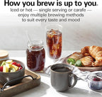 Hamilton Beach FlexBrew Advanced 5-in-1 Programmable 12 Cup Drip and Single Serve Hot & Iced Coffee Maker with Movable 60 oz. Water Reservoir, Fast Brewing, Black R49965 (Renewed)