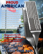 Shark BBQ Pitmaster Grill Tongs, 2X Stronger, Heavy-Duty for Big Hands & Large Cuts. Long-Reach Barbecue Grilling Tongs. Premium Stainless Steel Tong (Hunter Orange)