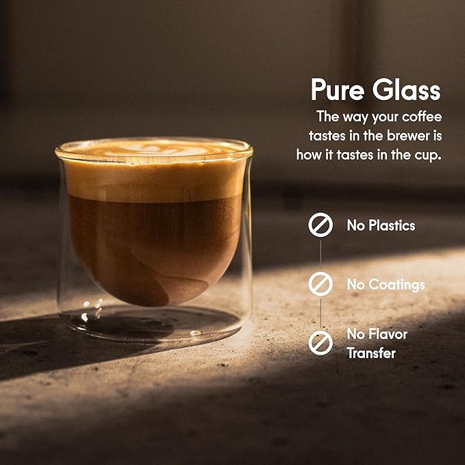 FLUR Latte XL Glasses (Set of 2) Perfect for Lattes, Latte Art, Iced Lattes & Milk Drinks – Double-Walled Borosilicate Glass – Handmade, Lightweight & Durable – 10oz (Amber)