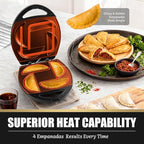 FineMade Electric Empanada Maker Machine with Press Mold,Large Dumpling Maker Press,Pierogi Maker Press Machine,Make 4 Psc of 6 Inches Large Empanadas,Jamaican Beef Patties,Calzones,Pocket Pies,Black