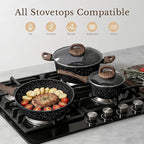 EWFEN 25 Pcs Pots and Pans Set, Nonstick Ceramic Cookware Sets, Healthy Non-Toxic, Large Capacity, Induction Compatible, Cooking Set with Frying Pans & Saucepans, PFAS/PTFE/PFOA Free, Classic Black