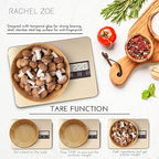 Rachel Zoe Digital Kitchen Food Scale with Non-Slip Base for Home and Kitchen, Measures in Pounds, Grams, Milliliters & Kilograms, Battery Operated Aluminum Electric Scale for Meals, Baking & Diets