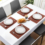 POLYTE Indoor/Outdoor Washable Geometric Vinyl Faux Leather Table Dining Placemats, Set of 4