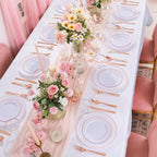 WELLIFE 150 PCS Rose Gold Disposable Dinnerware Set for 25 Guests, Valentine's Day Plate, 25 Dinner & Salad Plates, Cups, Forks Knives Spoons for Wedding Reception and Mothers Day Plates