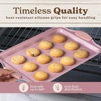 Country Kitchen Nonstick Stackable Bakeware Set - Heavy Duty, Durable, Easy Release Baking Set, Pink, 4 Pcs