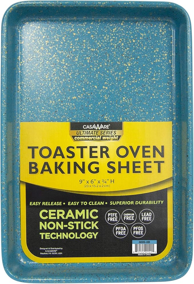 casaWare 3pc Ultimate Series Commercial Weight Toaster Oven Bakeware Set (Blue Granite)