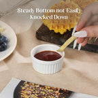 DOWAN Dipping Bowls 1.5 oz, Sauce Cups Mini Ramekins, Tiny Ramekin Porcelain Souffle Dish, Dessert Cups Small Bowls Condiment Cups for Charcuterie Board, Microwave & Oven Safe, Set of 6, Soft White