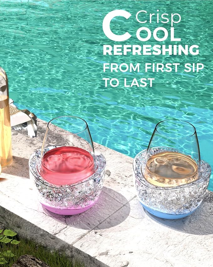 Wine Chiller for Glass Stemless Wine Glass Chiller Keeps Your Glasses of Vino Cold 10 Color Light Modes Separable Wine Essentials Accessories (Pink)
