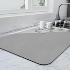 Ecotrim - Dish Drying Mat for Kitchen Counter | Coffee Bar Mat for Countertops | Heat Resistant Drainer Mat with Non-slip Rubber Backed | Hide Stain Kitchen Absorbent Draining Mat | Grey 18"x24"