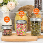 CycleMore Mason Jars 8 oz, 24 Pack Canning Jars with Airtight Lids and Bands, Half Pint Canisters Ideal for Fermenting, Jam, Honey, Pickling, Wedding/Shower Favors, DIY Decors