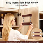9.5” Large Acrylic Straw Holder for Cabinet Door, Reusable Adjustable Two-Part Straws Organizer with Ultra Sticky Adhesive Strips, 2026 Straw Storage for Kitchen Cupboard (Brown)