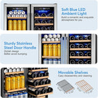 30" Wine and Beverage Refrigerator - Dual Zone Wine and Beverage Cooler, Under Counter/Freestanding Wine and Beer Fridge Holds 29 Bottles & 110 Cans - Ideal for Home, Bar, and Office-Premium Cooling