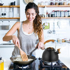Tea Kettle -3.0 Quart Whistling Tea Kettle for Stove Top Stainless Steel Tea Pot Stovetop Food Grade Water Kettle with Wood Pattern Handle for Coffee/Tea/Milk Kettle Pot -Black