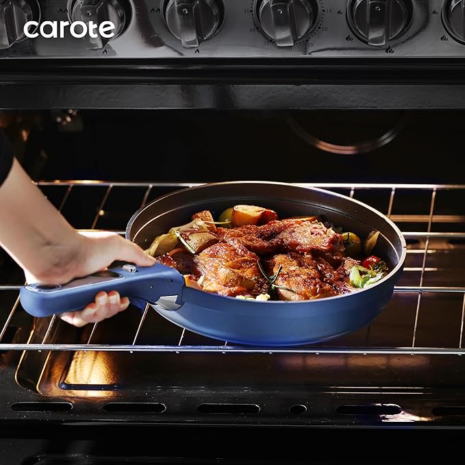 CAROTE 22pcs Pots and Pans Set Non Stick, Nonstick Cookware Set, Dishwasher/Oven/Fridge Safe Pots and Pans, Removable Handle RV Oven Safe Cookware, Induction Kitchen Set, Blue