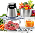 Food Processors Electric Food Chopper with Meat Grinder & Vegetable Chopper - 3 Bowls(8Cup+8Cup+3Cup) with Powerful Copper Motor - Includes 3 Sets of Bi-Level Blades for Fruits/Meat/Nuts