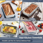 TeamFar Loaf Pan Set of 3, 9 x 5 Inch Bread Loaf Meatloaf Pan Stainless Steel for Baking Bread Cake Toast Brownies, Healthy & Sturdy, Oven & Dishwasher Safe