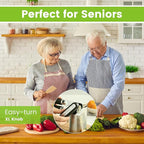 Spring Chef Stainless Steel Can Opener - Manual with Soft Grip Handles, Easy Turn, Heavy Duty Hand Can Openers for Seniors with Smooth Edge - Magnetic Lid Remover - Black
