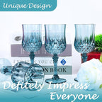 Plastic Wine Glasses, Plastic Goblets Vintage Style Cordial Unbreakable Drinking Glasses, Reusable Drinkware for Wedding Reception, Grand Event Party Supplies (12, Dusty Blue)