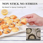 Regular 12 Cup and Mini 24 Cup Nonstick Cupcake Pan Set Silicone Muffin Pan for Baking Silicone Cupcake Mold with Metal Reinforced Frame BPA Free (2 Pcs, Cream)