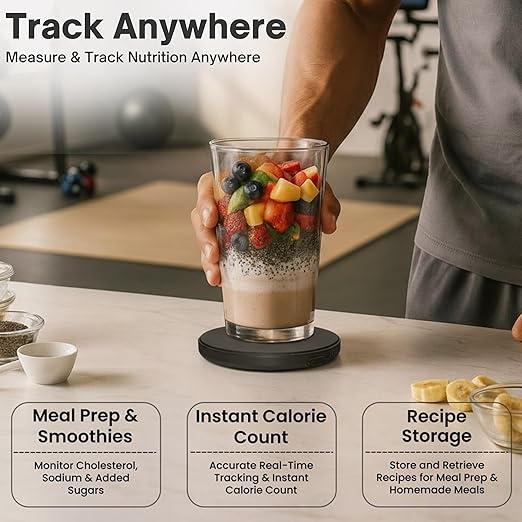 Portable Food Scale with Nutritional Calculator. Rechargeable Travel Size for Weight Loss, Nutrition, Calories, Diabetes, Meal Prep - Pocket Digital Kitchen Scales - Free GOURMETMILES App