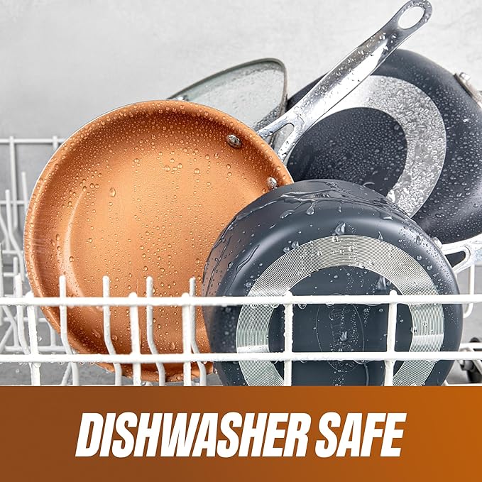 Gotham Steel True 20 Pc Ceramic Cookware Set Nonstick, Ceramic Pots and Pans Set Non Stick with Deep Square Pan Set & Bakeware Set, Non Toxic PFOA PFOS Free, Oven & Dishwasher Safe, No Cheater Pieces