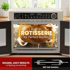 Magic Mill 32QT Dual Zone Air Fryer Oven – Ivory Cream, 13 Accessories, 10-in-1 Functions, Sync Finish, Rotisserie, LED Display, Family-Size French Door Convection Oven