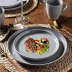 AmorArc Ceramic Dinnerware Sets for 8, 24 Pieces Handpainted Plates and Bowls Set with Rustic Terracotta Underside, Scratch Resistant Stoneware Dishes Set, Dishwasher & Microwave Safe