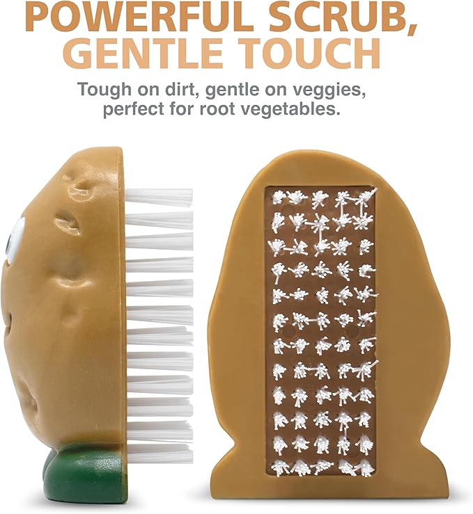Joie Spud Dude Potato Brush, Vegetable and Fruit Scrubber, Produce Cleaner, Cute Kitchen Gadget, Dishwasher Safe