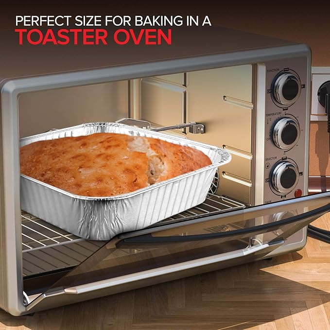 Stock Your Home Aluminum Pans 8x8 Disposable Foil Pans (20 Pack) - 8 Inch Square Pans - Tin Foil Pans Great for Cooking, Heating, Storing, Prepping Food