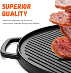 GGC Reversible Cast Iron Griddle, Double-sided Griddle Pan for Stove Tops, Gas Grills and Outdoor Cooking, 14 inch Grill Griddle with Baking Flat and Ribbed
