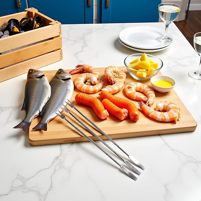 3Pcs Silver Seafood Tools Seafood Forks Lobster Forks Nut Stainless Steel Picks Nut Picks And Specialty Tools and Gadgets