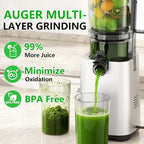 Cold Press Juicer, Juicers Machines - 5.3" Large Feed Chute for Whole Fruits & Vegetables, Powerful AC Brushless Motor, 99% Juice Yield, Ultra Quiet, Easy Clean, Extra one Replace juicer strainer