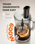 Sangcon Smoothie Blender and Food Processor Combo for Kitchen, 600W Vegetable Chopper with 2 x 8-Cup Bowls, 11-in-1 Food Chopper for Slicing, Shredding, Mixing, Purees & Dough, Shakes, BPA-Free